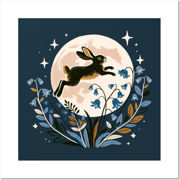 Moon Rabbit with Bluebells Wall Art by Itouchedabee